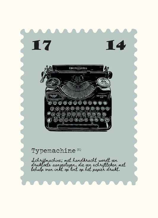 Poster typemachine, 50x70 zonder lijst