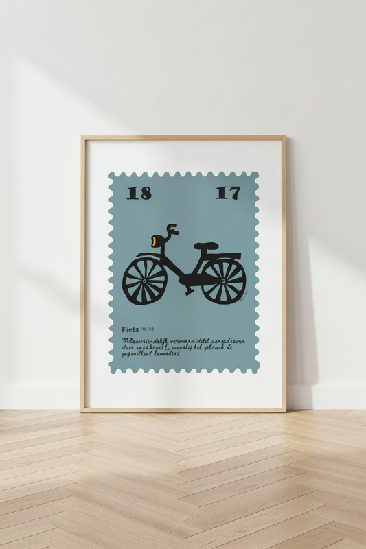 Fiets poster mockup - ingezoomd naturel lijst