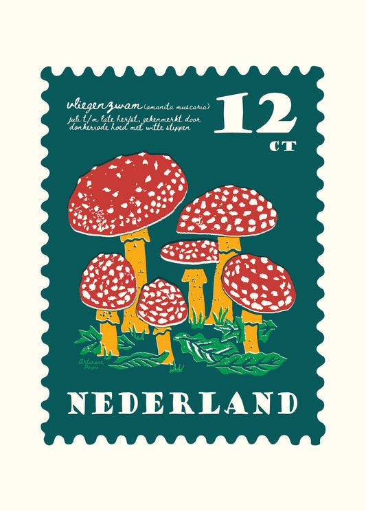 Poster paddestoel, 50x70 zonder lijst